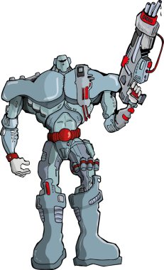 büyük cartoon robot asker silahlı