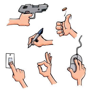 Set of Cartoon hands in everyday poses clipart