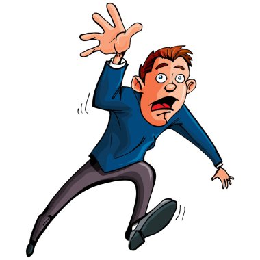 Cartoon man running and reaching forward clipart