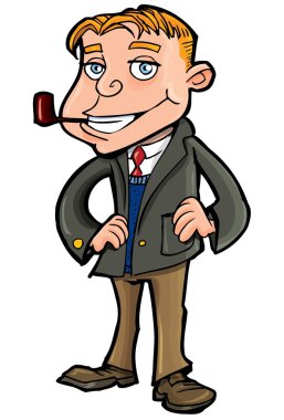 Cartoon of well to do man with a pipe clipart