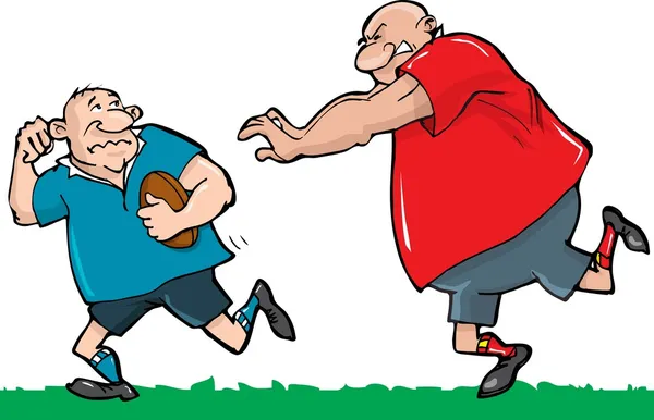 Caricature de deux joueurs de rugby — Image vectorielle