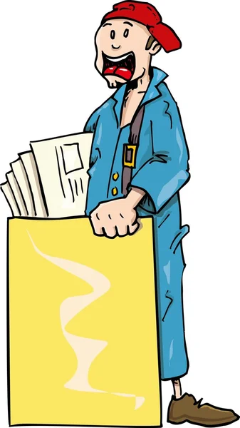 Cartoon paperboy med Tom affisch styrelse — Stock vektor