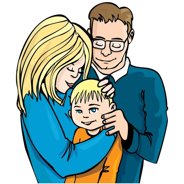 Illustrazione della famiglia di tre persone — Vettoriale Stock