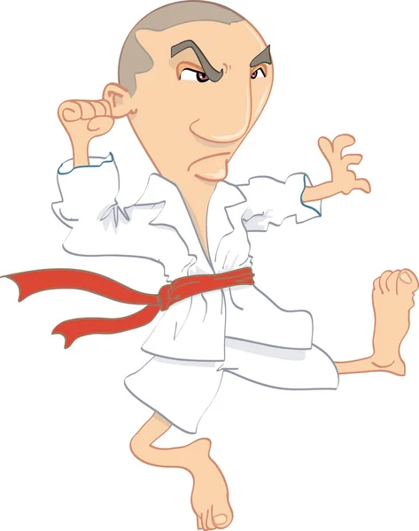 Karate rúgás végző ember rajzfilm — Stock Vector