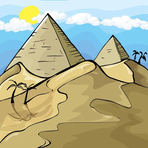 Ilustración de las pirámides egipcias — Stockvector