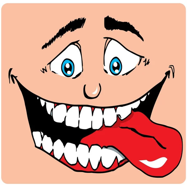 卡通脸上有个大嘴巴的人 — 图库矢量图片