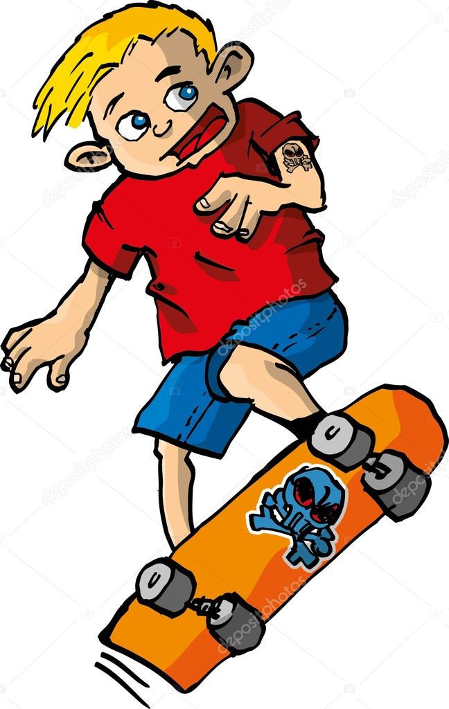 Cartoon of boy on a skateboard — Stock Vector © antonbrand #7902715