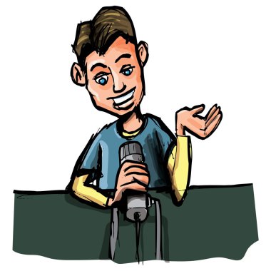 Cartoon of young radio DJ clipart