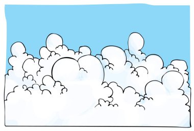 Mavi gökyüzü ile cennet karikatür çizimi