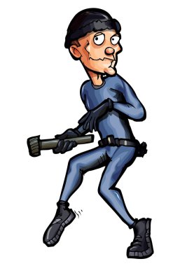 Cartoon Tiptoeing cat burglar clipart