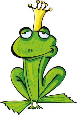 Cartoon frog prince with crown clipart
