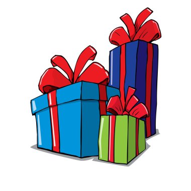 Cartoon of group of christmas gifts clipart