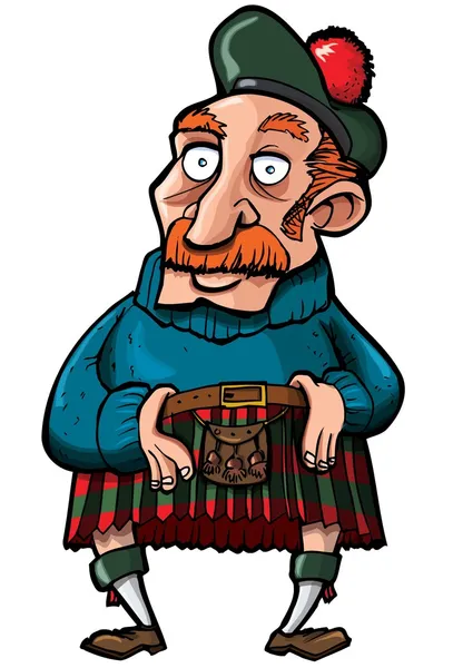 Cartoon Scotsman with a kilt and sporran — Stock Vector