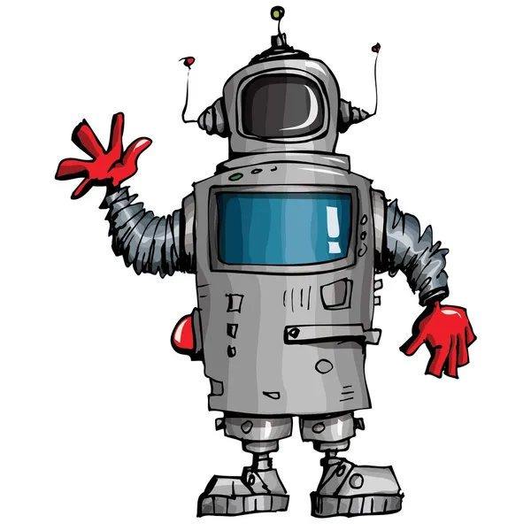 Cartoon robot vifta med handen — Stock vektor