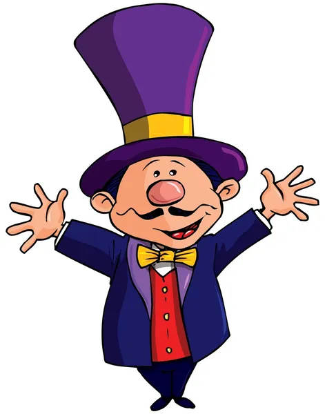 Γελοιογραφία τσίρκο ringmasterwith ένα κορυφαίο καπέλο — Διανυσματικό Αρχείο