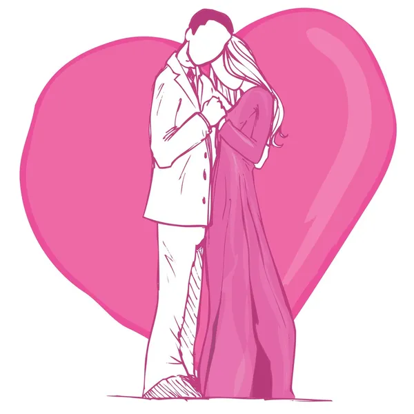 Valentines card design of couple in pink — Stock Vector