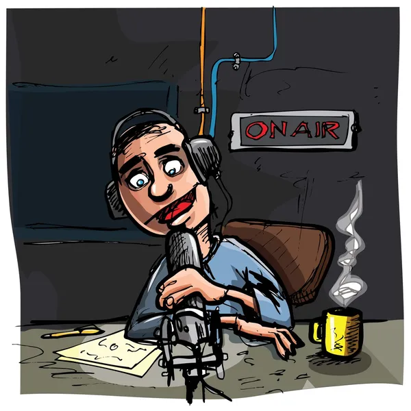 Apresentador de rádio Cartoon Talk — Vetor de Stock