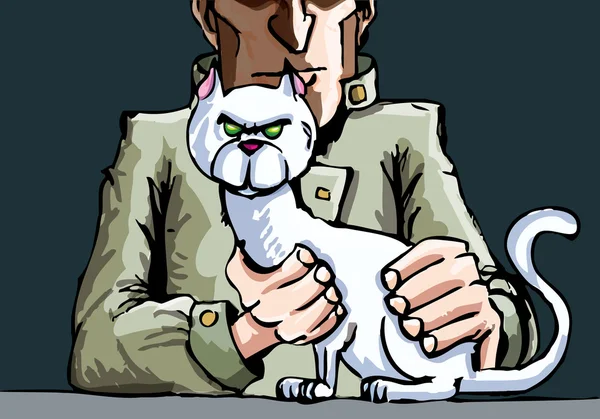 Mr Blofeld and his cat — Stock Vector