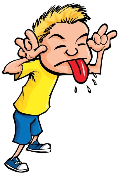 Cartone animato di ragazzo attaccare la lingua fuori — Vettoriale Stock
