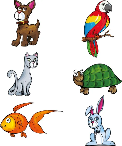 Conjunto de desenhos animados de animais de estimação — Vetor de Stock