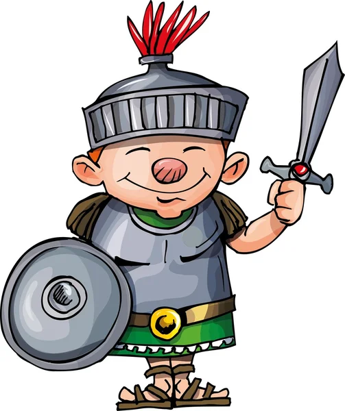 Cartoon Romeinse als legioensoldaat met zwaard en schild — Stockvector
