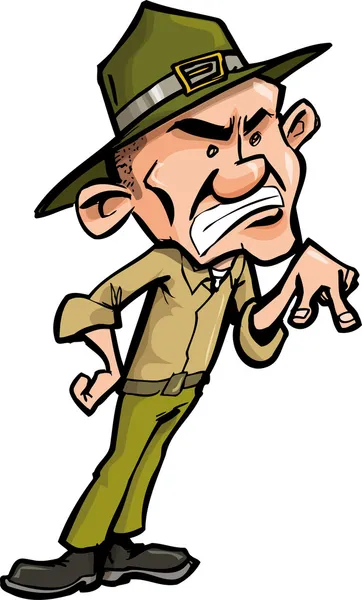 Sergent d'exercice de dessin animé en colère — Image vectorielle