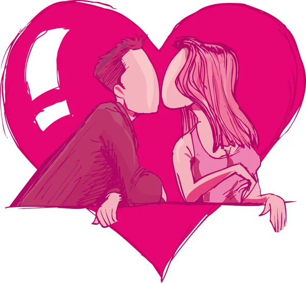 Casal no amor beijando — Vetor de Stock