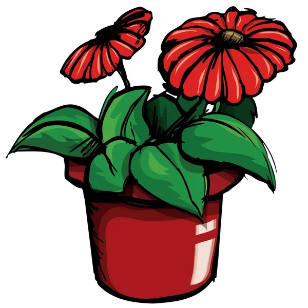 Cartone animato di vaso di fiori — Vettoriale Stock