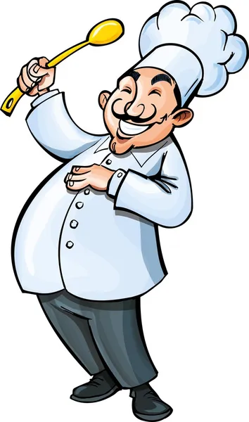 Cartoon chef-kok met een pollepel — Stockvector