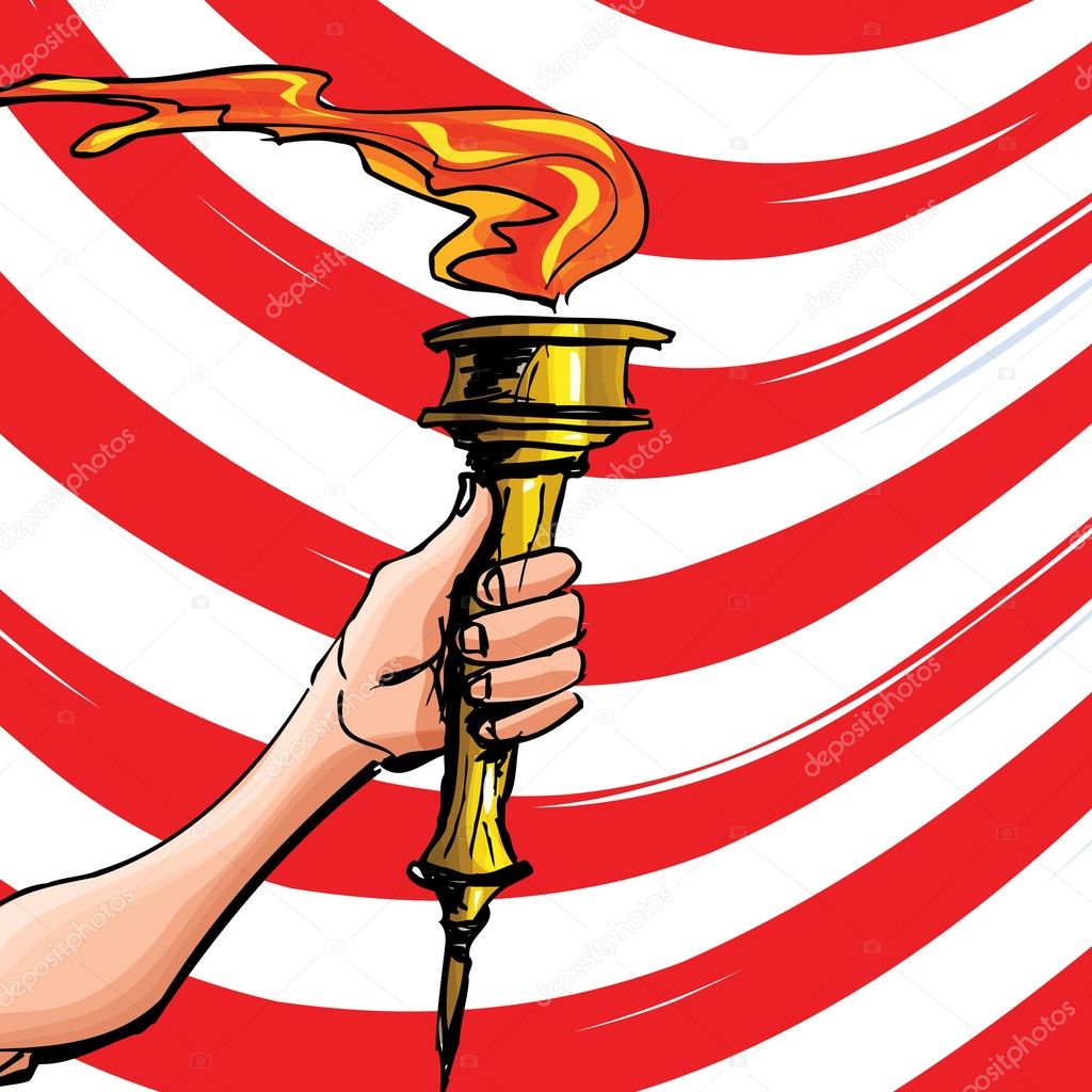 Cartoon of a olympic torch held high