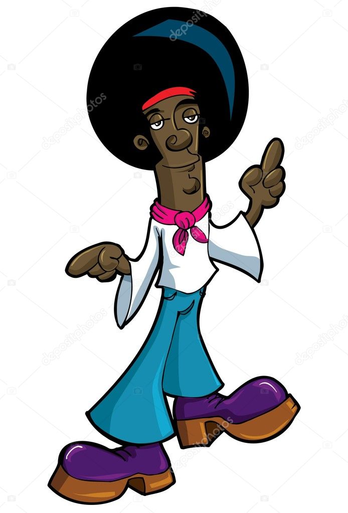 Groovy black man with a huge Afro