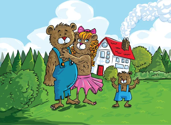 3 마리 곰 들의 만화 — 스톡 벡터