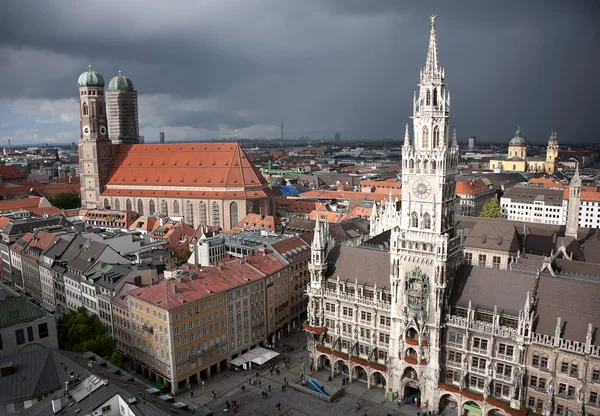Мюнхен Мариенплац во время шторма Стоковая Картинка