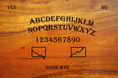 Ouija Board used for stock trading, depicting the unpredictability of the stock market clipart