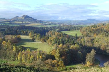 Eildon Hills from Scotts View with river Tweed clipart
