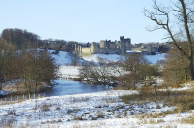 Alnwick castle in winters snow clipart