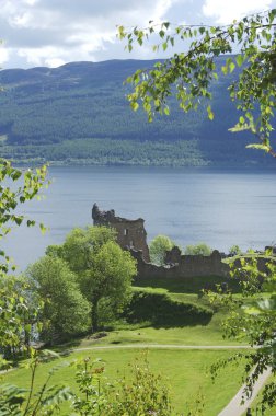 Ruins of castle Urquhart on loch Ness clipart