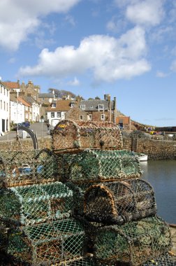 Crail harbour and lobster pots clipart