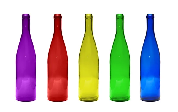 Многоцветные стеклянные бутылки — стоковое фото