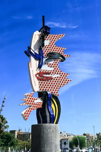 stock image Barcelona's Head - A sculpture by Roy Lichtenstein in Barcelona