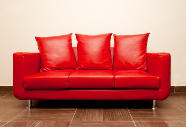 Red leather sofa clipart