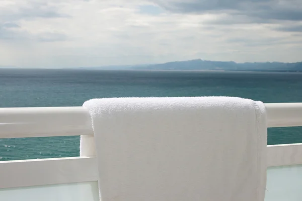 White towel on handrail — Stock Photo, Image