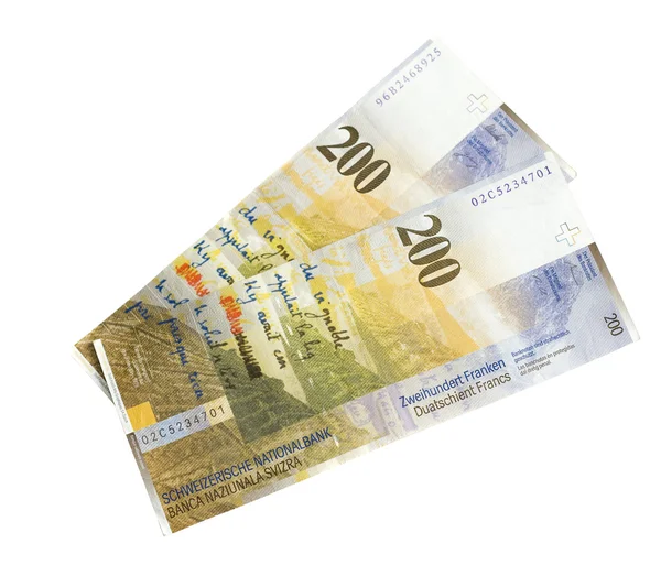 Francs suisses sur blanc — Photo