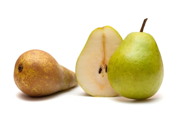 Two Whole and half of pear — Stock Photo, Image