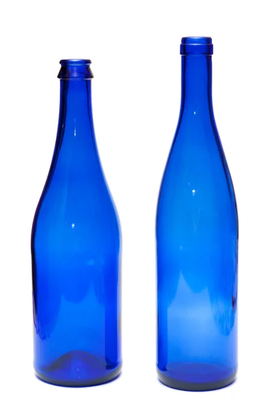 Duas garrafas de vidro azul — Fotografia de Stock
