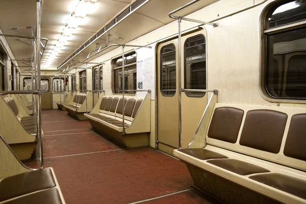Inside of empty train in Moscow metro — Stock Photo, Image