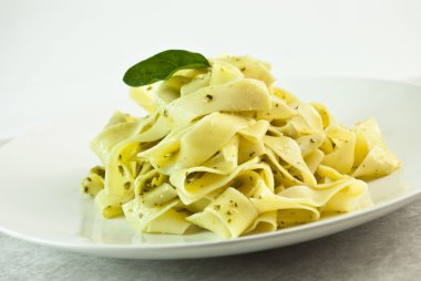 Pappardelle pasta with pesto clipart