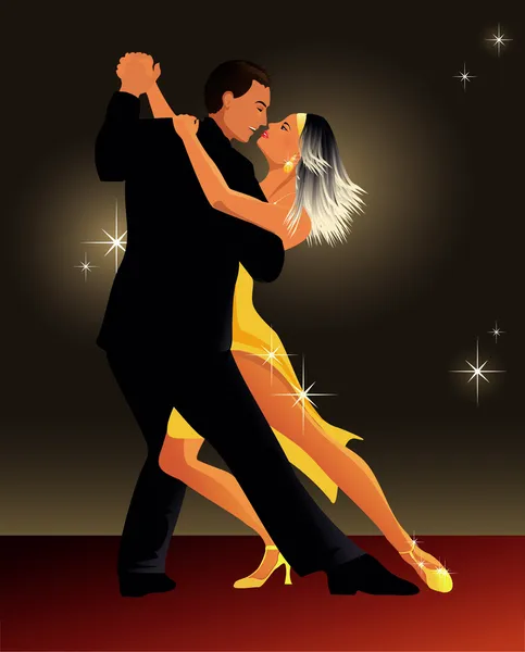 Paar dansende tango — Stockvector