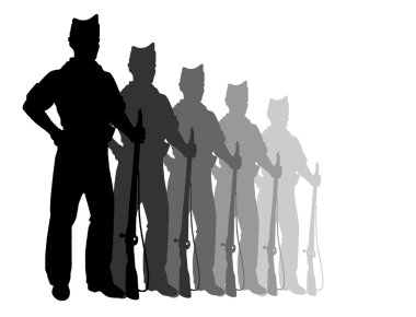 Silhouettes of riflemens clipart