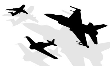 Silhouettes of aircrafts clipart